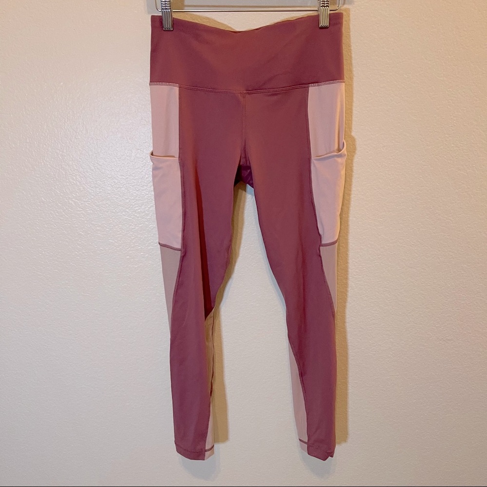 Active Life Pink 2 Tone Mesh Pocket Legging Medium